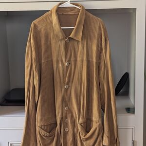 Men's Tan Perforated Jacket. Genuine Lamatta Suede